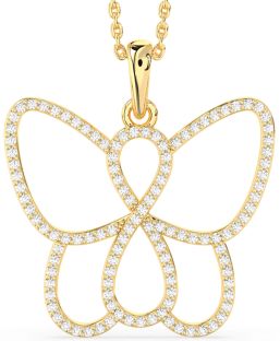 Large Diamond Gold Butterfly Infinity Necklace