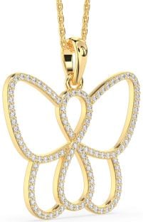 Large Diamond Gold Butterfly Infinity Necklace