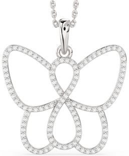 Large Diamond Silver Butterfly Infinity Necklace