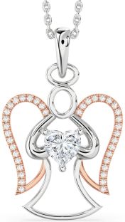 Diamond Platinum & Rose Gold Angel Heart Necklace