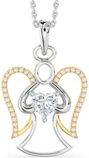 Diamond Platinum & Yellow Gold Angel Heart Necklace