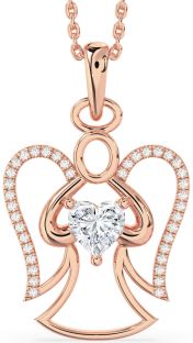 Diamond Rose Gold Angel Heart Necklace