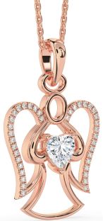 Diamond Rose Gold Angel Heart Necklace