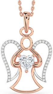 Diamond Platinum & Rose Gold Angel Heart Necklace