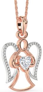 Diamond White Rose Gold Angel Heart Necklace