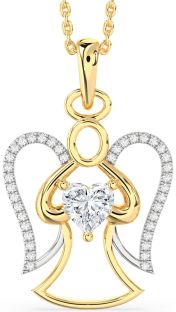 Diamond Platinum & Yellow Gold Angel Heart Necklace