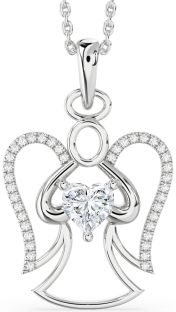 Diamond White Gold Angel Heart Necklace