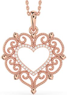 Large Diamond Rose Gold Heart Necklace