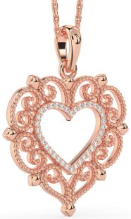 Large Diamond Rose Gold Heart Necklace