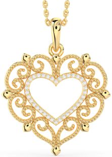 Large Diamond Gold Heart Necklace