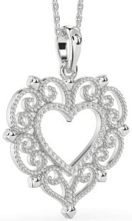 Large Diamond White Gold Heart Necklace