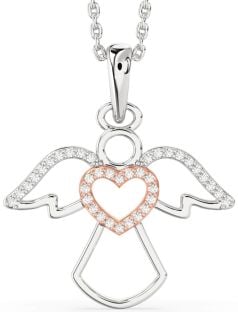 Diamond White Rose Gold Angel Heart Necklace