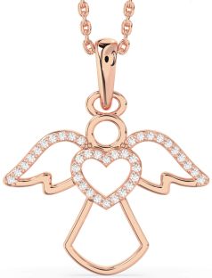 Diamond Rose Gold Angel Heart Necklace