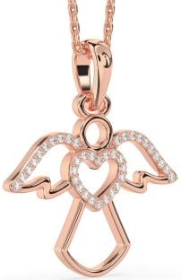Diamond Rose Gold Angel Heart Necklace