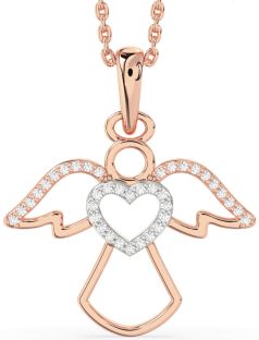 Diamond White Rose Gold Angel Heart Necklace