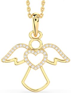 Diamond Gold Angel Heart Necklace