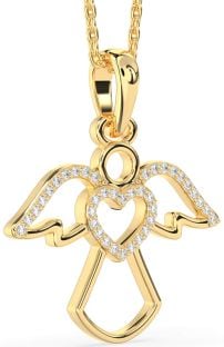 Diamond Gold Angel Heart Necklace