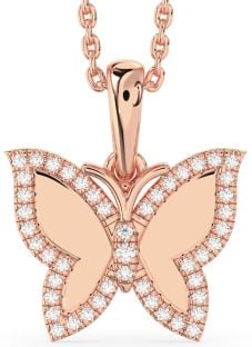 Diamond Rose Gold Butterfly Necklace