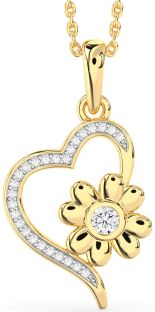 Diamond Gold Heart Flower Necklace