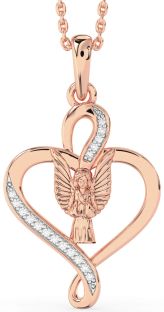 Diamond Rose Gold Heart Angel Necklace