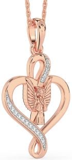 Diamond Rose Gold Heart Angel Necklace