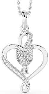 Diamond White Gold Heart Angel Necklace