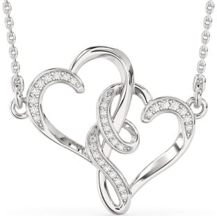 Diamond Silver Heart Necklace