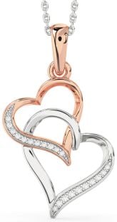 Diamond Rose Gold Silver Heart Necklace