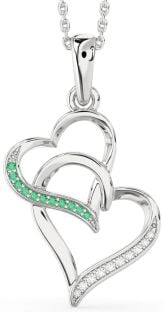 Diamond & Emerald Platinum Heart Necklace