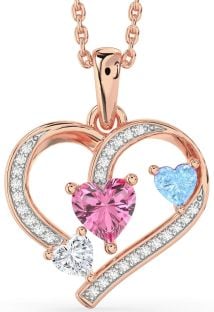 Diamond Rose Gold Heart Mother's Necklace