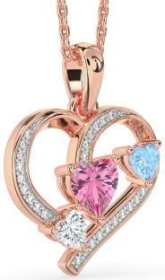 Diamond Rose Gold Heart Mother's Necklace