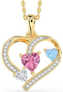 Diamond Gold Heart Mother's Necklace