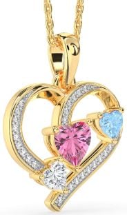 Diamond Gold Heart Mother's Necklace