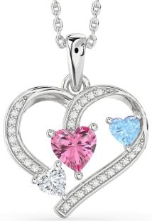 Diamond Platinum Heart Mother's Necklace