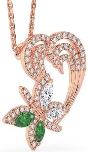 Diamond Rose Gold Butterfly Heart Mother's Necklace