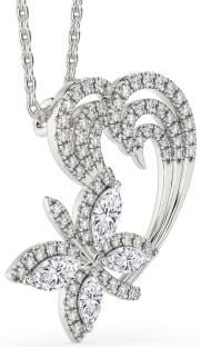 Diamond Platinum Butterfly Heart Necklace