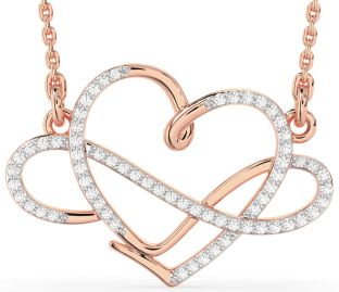 Large Diamond Rose Gold Heart Infinity Necklace