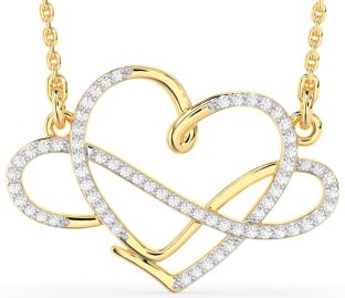 Large Diamond Gold Heart Infinity Necklace