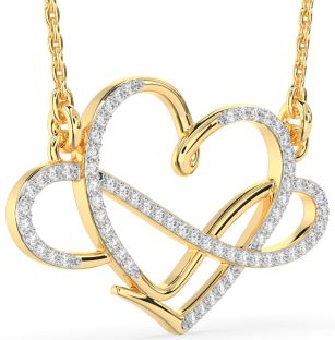 Large Diamond Gold Heart Infinity Necklace