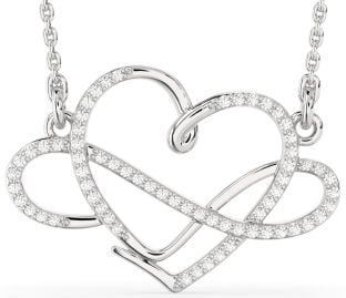 Large Diamond White Gold Heart Infinity Necklace