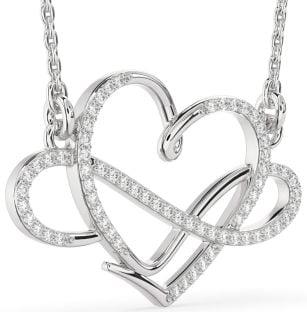 Large Diamond White Gold Heart Infinity Necklace