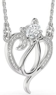 Diamond Platinum Heart Cat Necklace