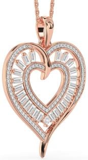 Large Diamond Rose Gold Heart Necklace