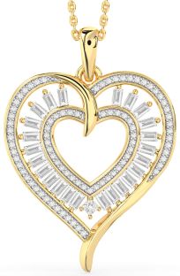 Large Diamond Gold Heart Necklace