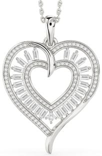 Large Diamond White Gold Heart Necklace