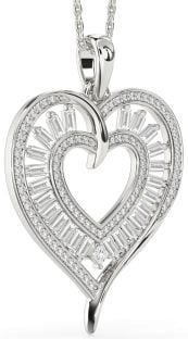Large Diamond White Gold Heart Necklace