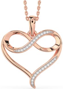 Large Diamond Rose Gold Heart Infinity Necklace