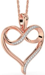 Large Diamond Rose Gold Heart Infinity Necklace