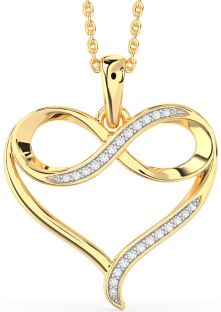 Large Diamond Gold Heart Infinity Necklace