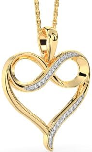 Large Diamond Gold Heart Infinity Necklace